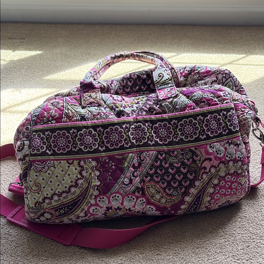 Quilted Paisley Duffel Bag in Violet Pink